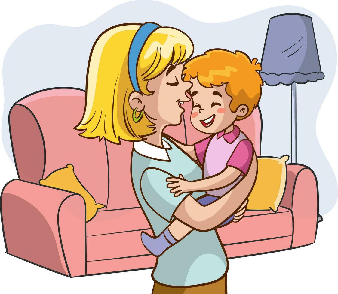 vector illustratie van moeder Holding haar baby in haar armen