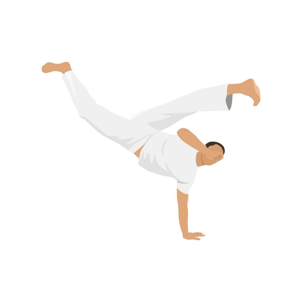 Mens aan het doen capoeira krijgshaftig kunsten. gevecht sport. vector