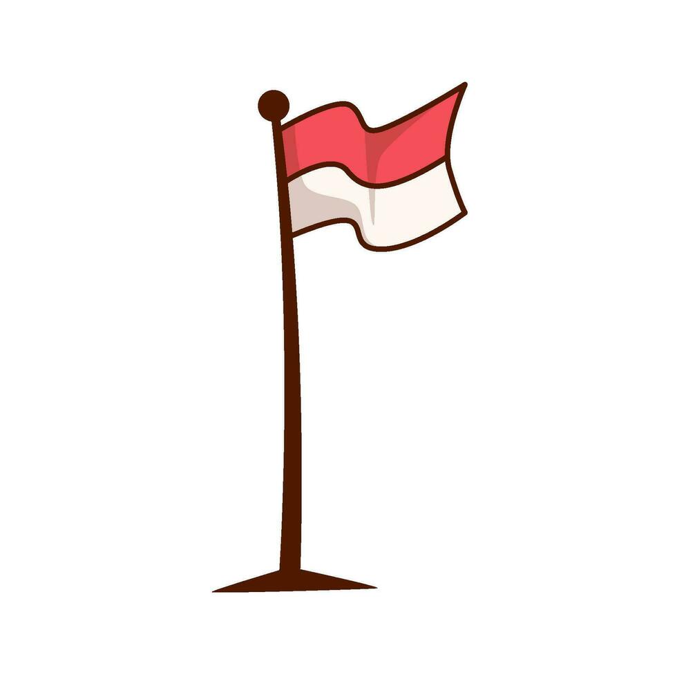 gedrukt en wit vlag ontwerp vliegend Aan de vlaggenmast. Indonesië onafhankelijkheid dag thema vector