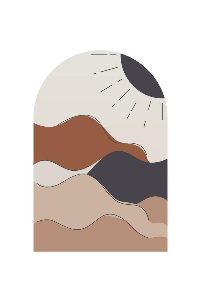 abstract landschap kunst poster. midden eeuw achtergrond illustratie vector