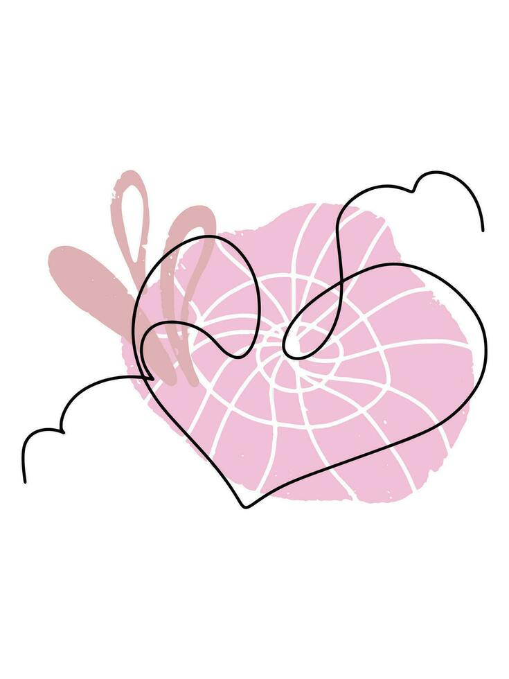 een tekening van een hart met een roze lint vector