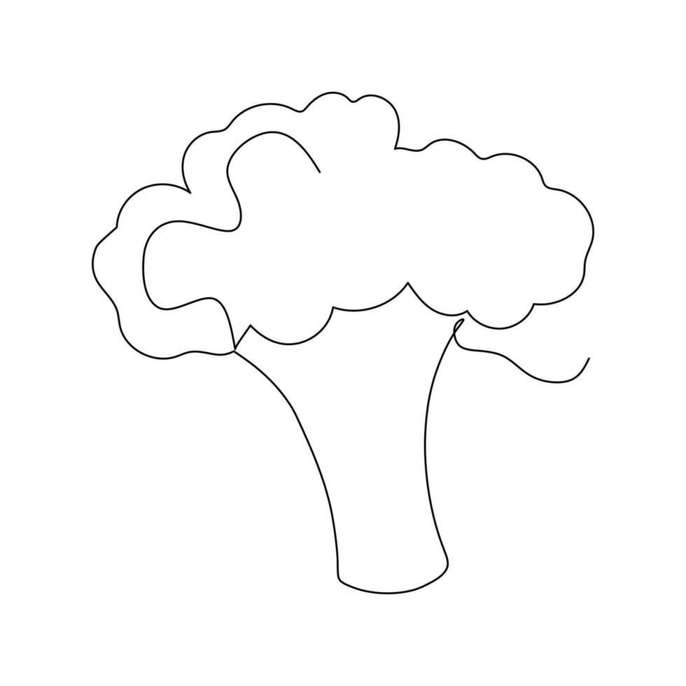 één enkele lijntekening hele gezonde biologische groene broccoli voor de identiteit van het boerderijlogo. vers eetbaar groen plantconcept voor groentepictogram. moderne doorlopende lijn tekenen ontwerp vector grafische afbeelding