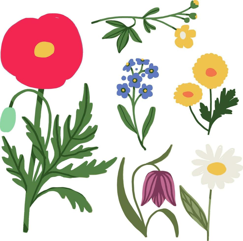 hand- getrokken bloemen voor Sjablonen. vector