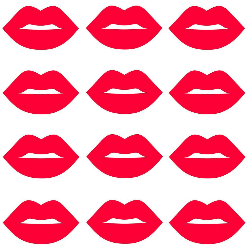 helder rood lippen. lippen patroon Aan wit achtergrond. mode modieus achtergrond. voor ontwerp, afdrukken, textiel, stoffen, achtergronden, omhulsel en liefde logo's. vector illustratie