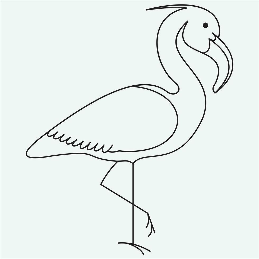 een lijn hand- getrokken reiger schets vector illustratie kunst