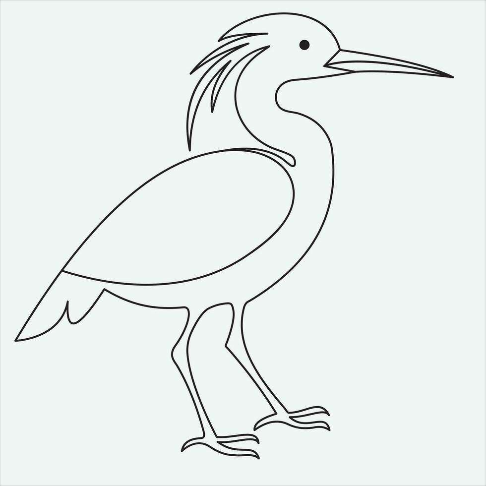 een lijn hand- getrokken reiger schets vector illustratie kunst