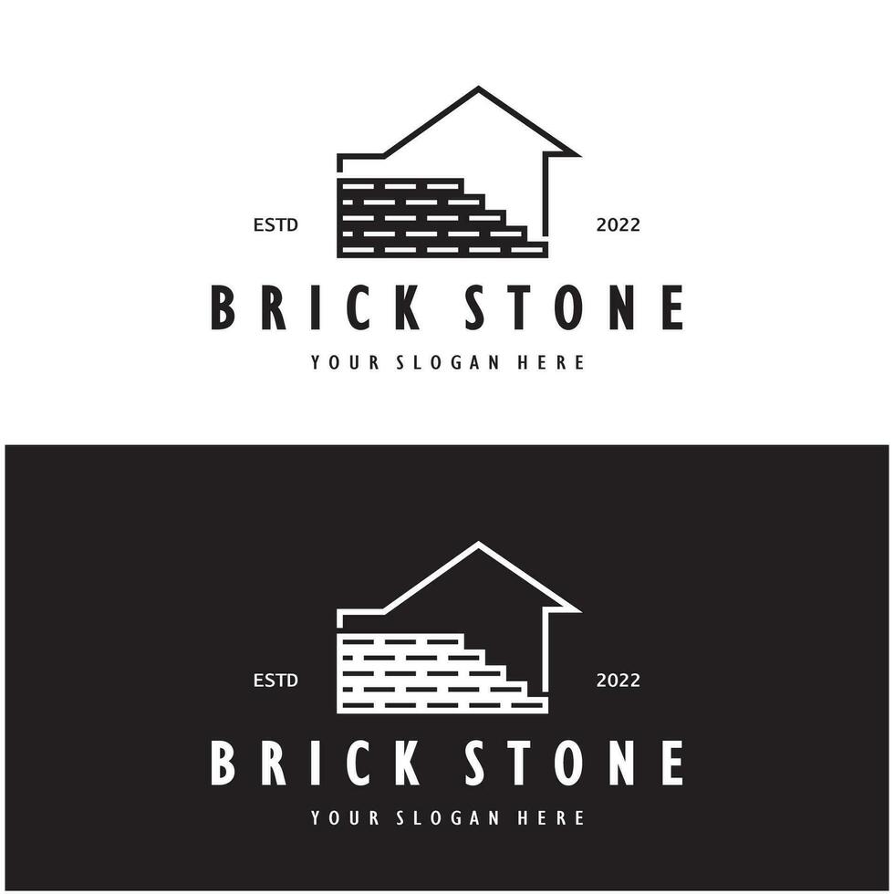creatief steen logo ontwerpen voor gebouwen, bouwkundig gebouwen, civiel engineering, gebouw materialen winkels vector