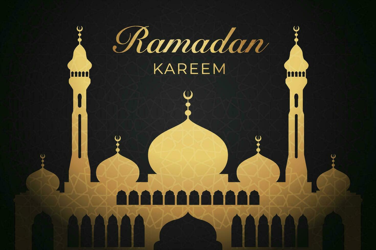 Ramadan kareem groet kaart met gouden moskee vector illustratie