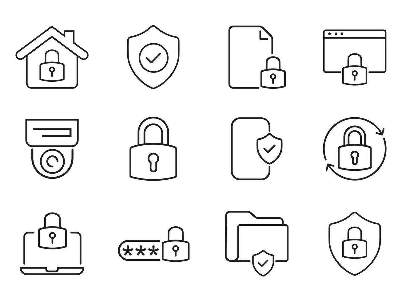 icoon reeks veiligheid, veiligheid, bescherming dun lijn pictogrammen. voor afzet ontwerp van websites, logo's, appjes, Sjablonen, ui, enz. vector illustratie. eps 10