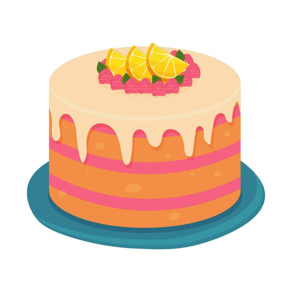heerlijk taart Aan een geïsoleerd achtergrond. vector illustratie. de concept van verjaardag, verjaardag, bruiloft, feest.