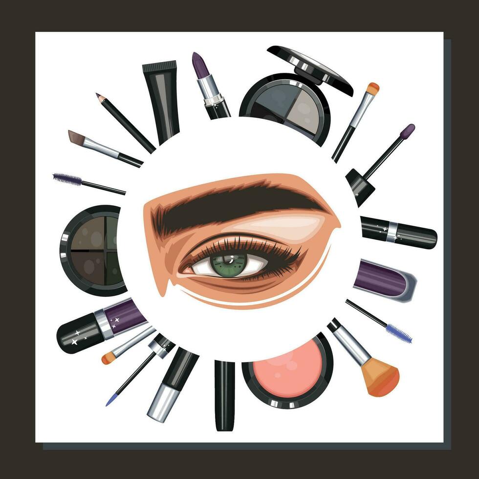 kleurrijk vrouwen ogen met verzinnen. oog bedenken detailopname. schoonheid salon sociaal media ontwerp lay-out sjabloon. schoonheid salon banier sjabloon. hand getekend vector illustratie vrouw ogen set.