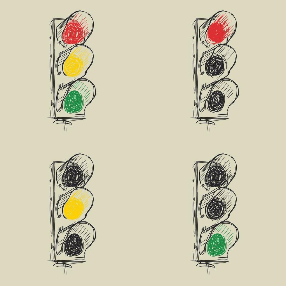 verkeer licht vector illustratie. hand- getrokken tekening stijl.