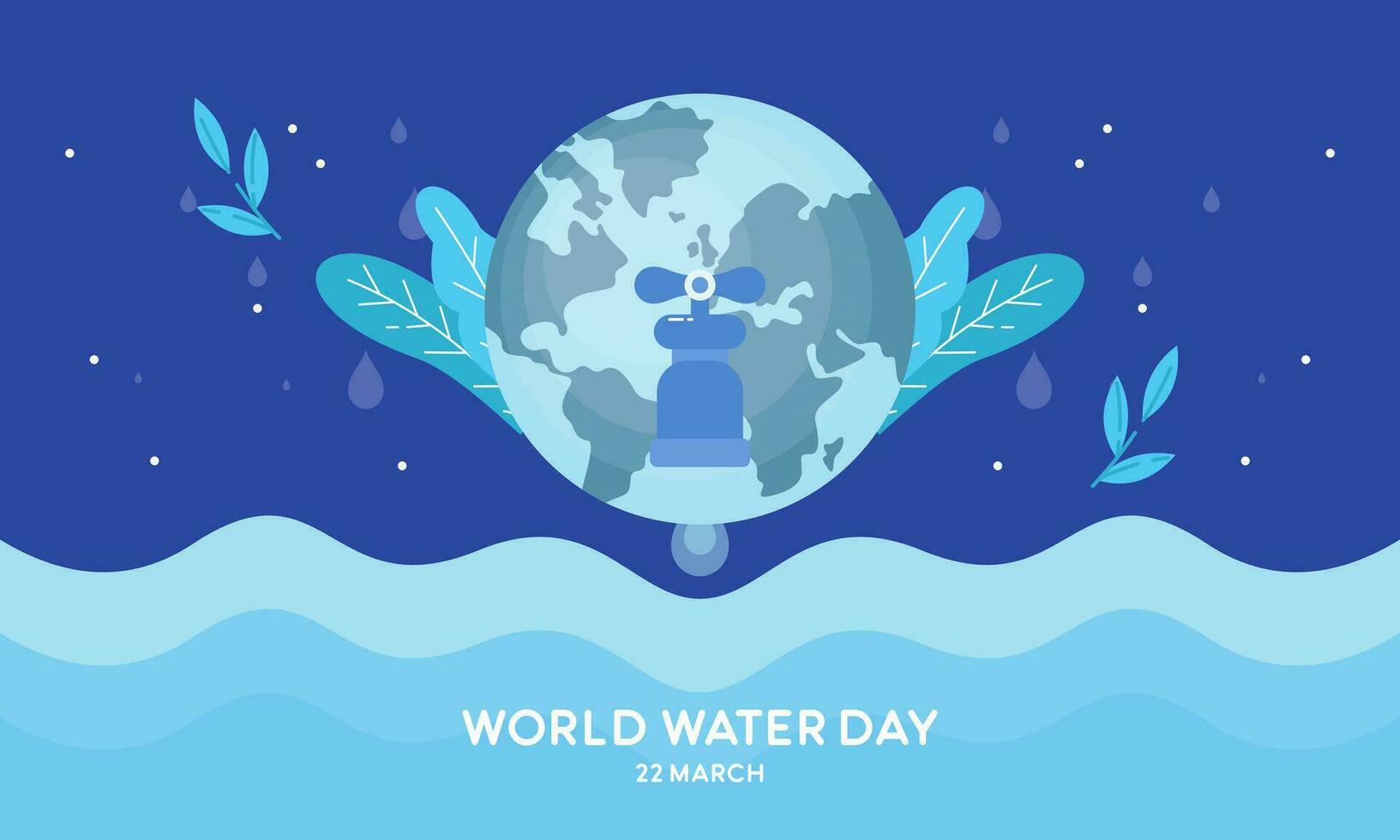 gelukkig wereld water dag, vlak ontwerp illustratie. opslaan water concepten vector