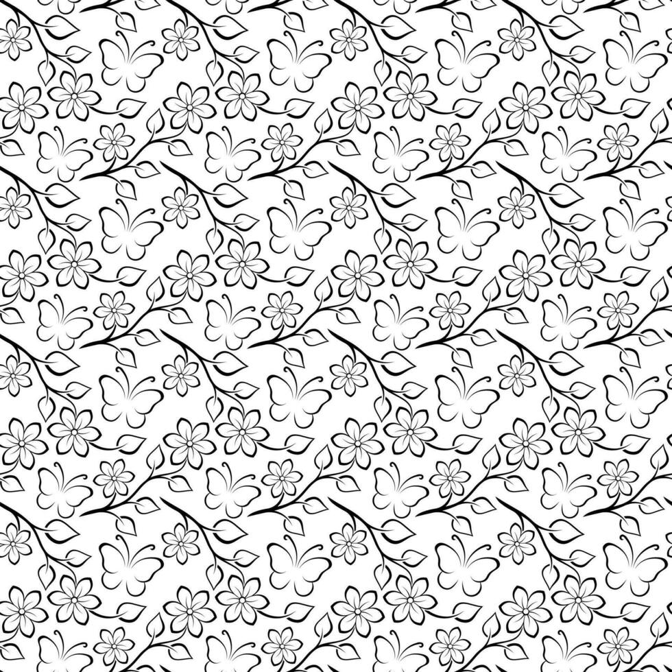 bloemen en vlinder patroon vector ilustration