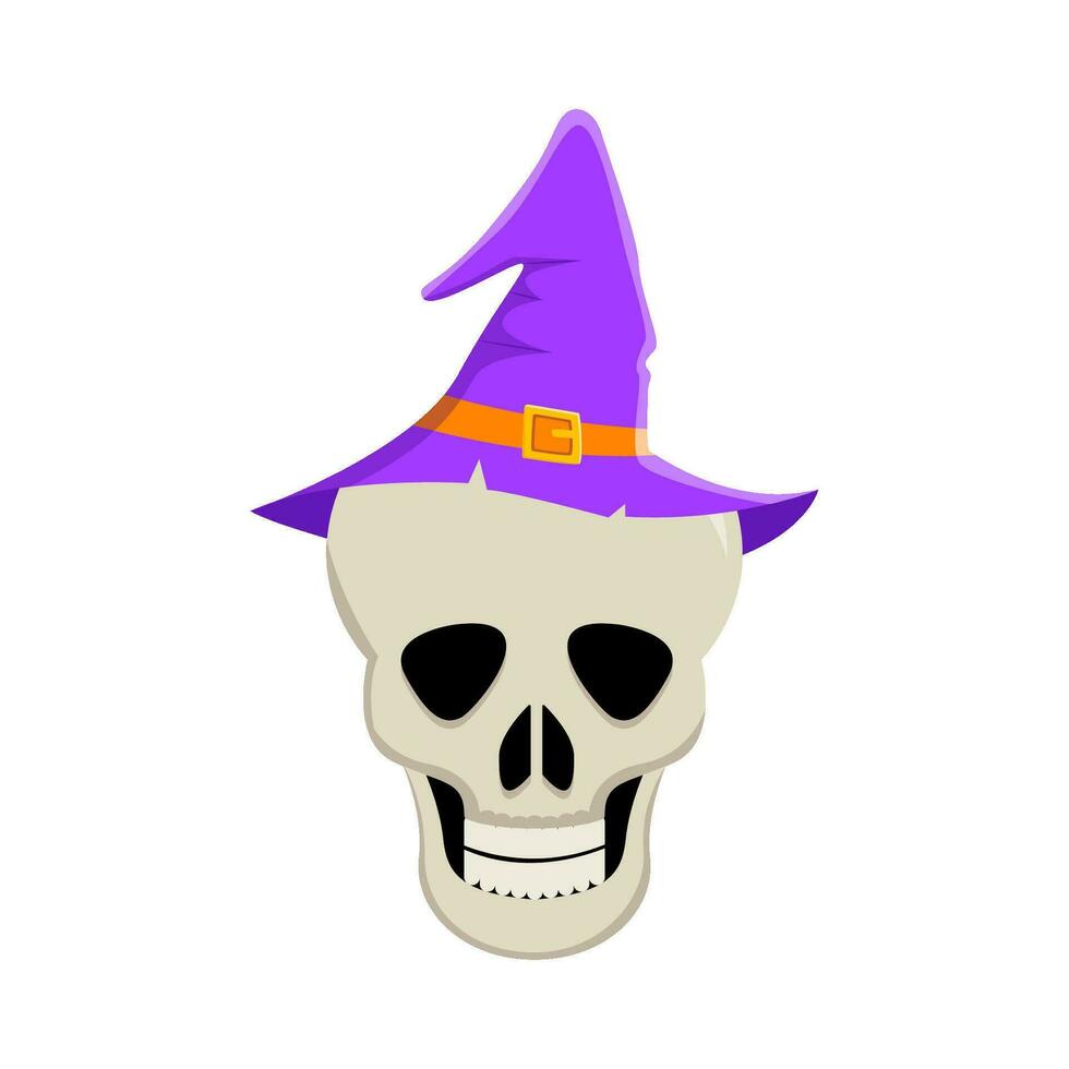 spookachtig hoed heks in schedel illustratie vector