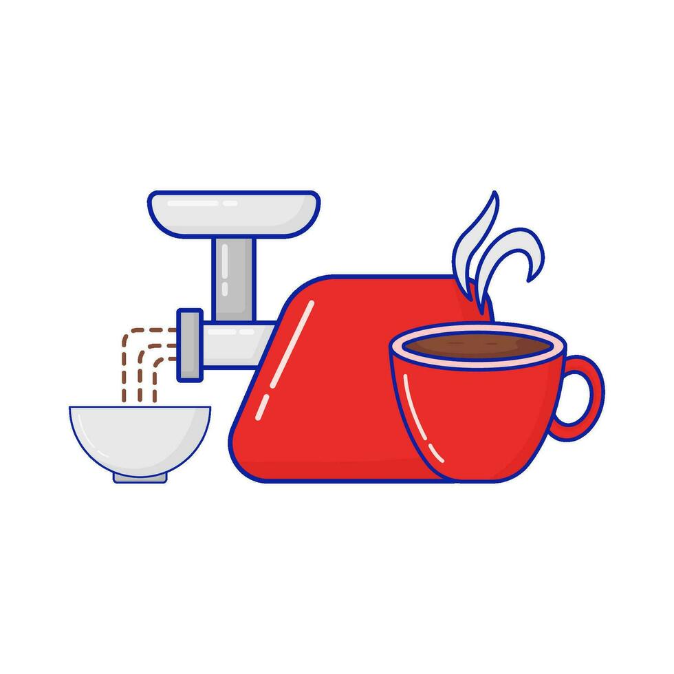 Slijper koffie, glas koffie drinken met kom illustratie vector