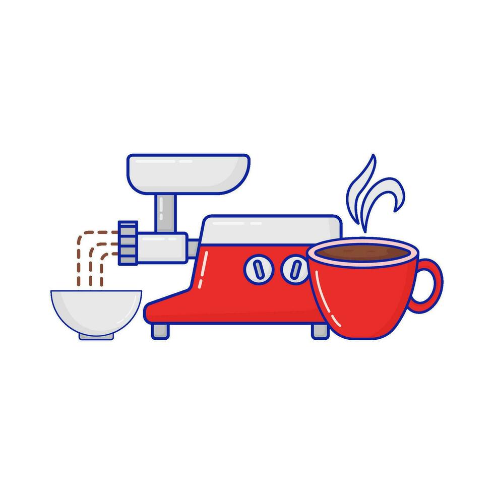 Slijper koffie, glas koffie drinken met kom illustratie vector