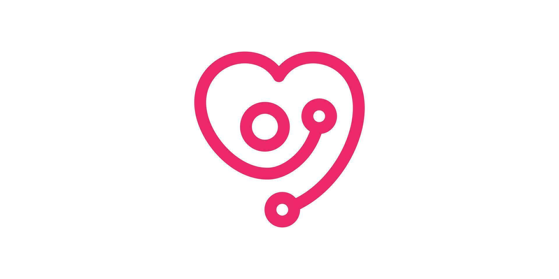 logo ontwerp combinatie van hart, menselijk en stethoscoop gemaakt in minimalistische lijn stijl vector