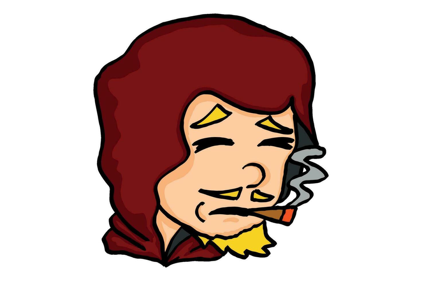 Mens in rood capuchon roken karikatuur tekenfilm tekens vector