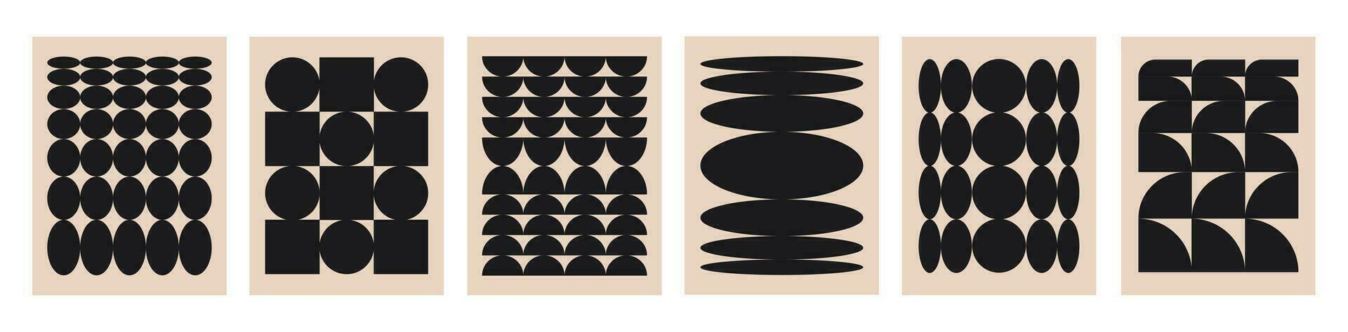 vector reeks van abstract monochroom affiches. modieus brutaal hedendaags kaarten met meetkundig vormen