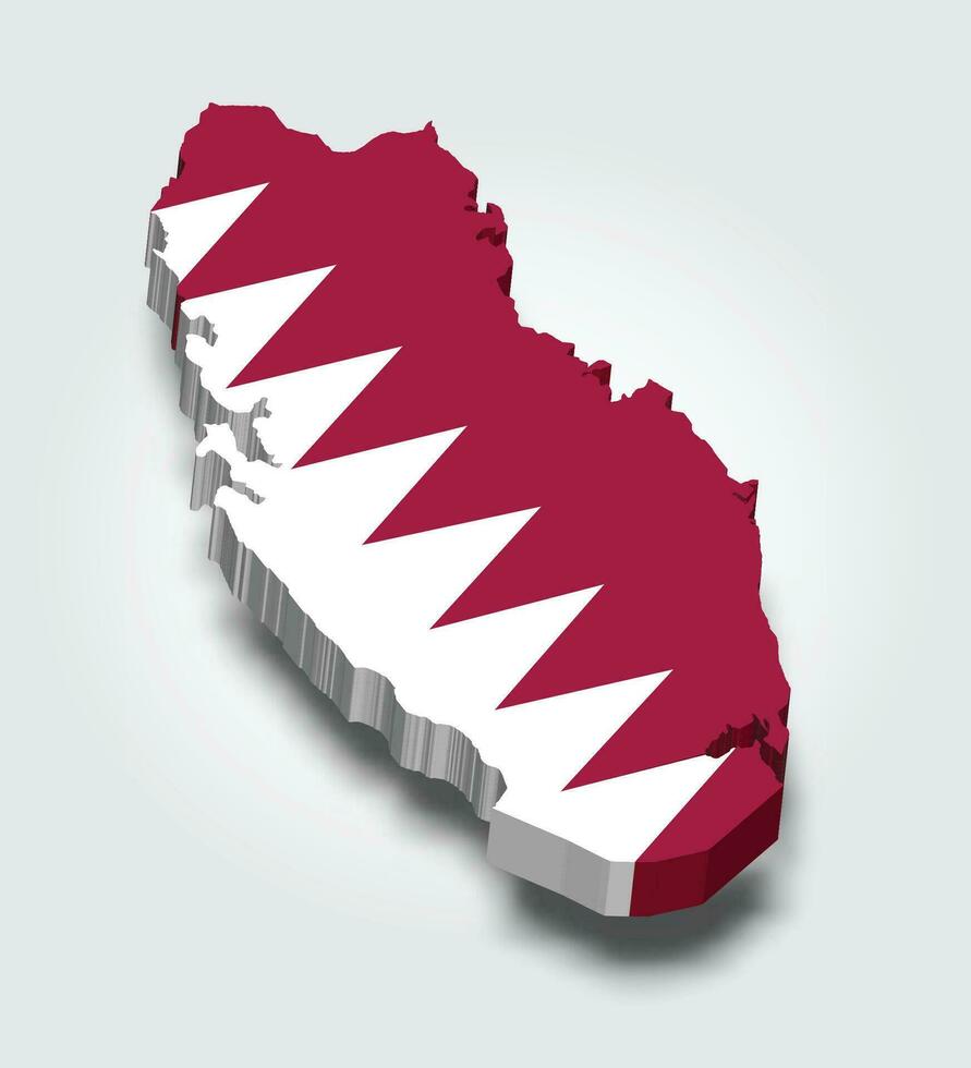 3d qatar kaart met vlag vector