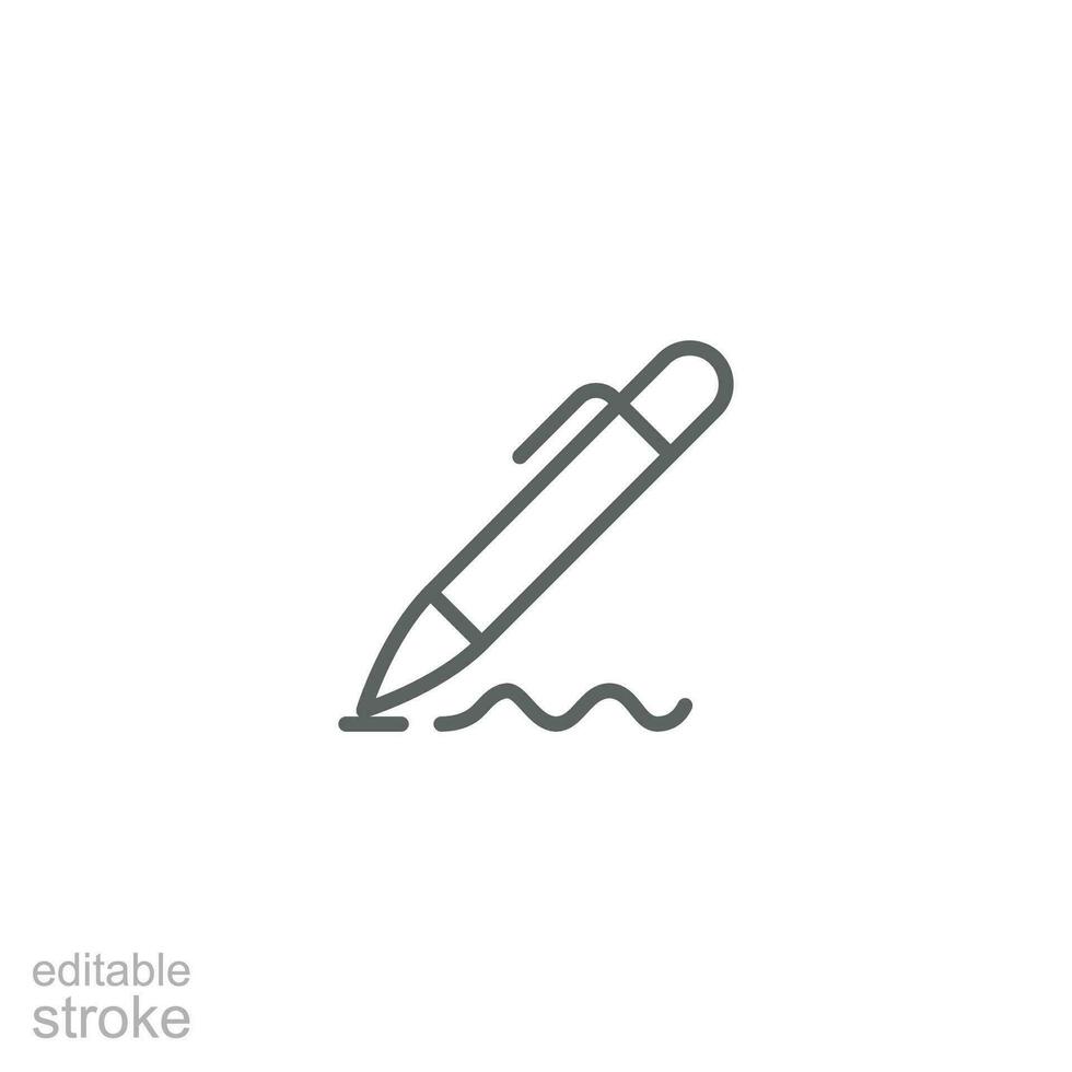 pen, schrijven icoon. gemakkelijk schets stijl. handtekening pen, papier, inkt, teken, potlood, hulpmiddel, onderwijs concept. dun lijn symbool. vector illustratie geïsoleerd. bewerkbare hartinfarct.