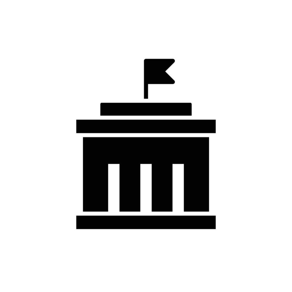 stad hal gebouw icoon. gemakkelijk solide stijl. gemeentelijk, hal dorp, ambassade, raad, regering concept. zwart silhouet, glyph symbool. vector illustratie geïsoleerd.