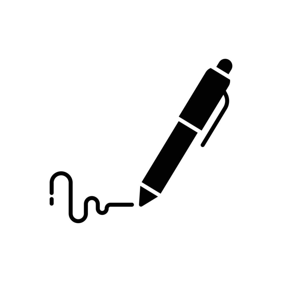 pen, schrijven icoon. gemakkelijk solide stijl. handtekening pen, papier, inkt, teken, potlood, hulpmiddel, onderwijs concept. zwart silhouet, glyph symbool. vector illustratie geïsoleerd.