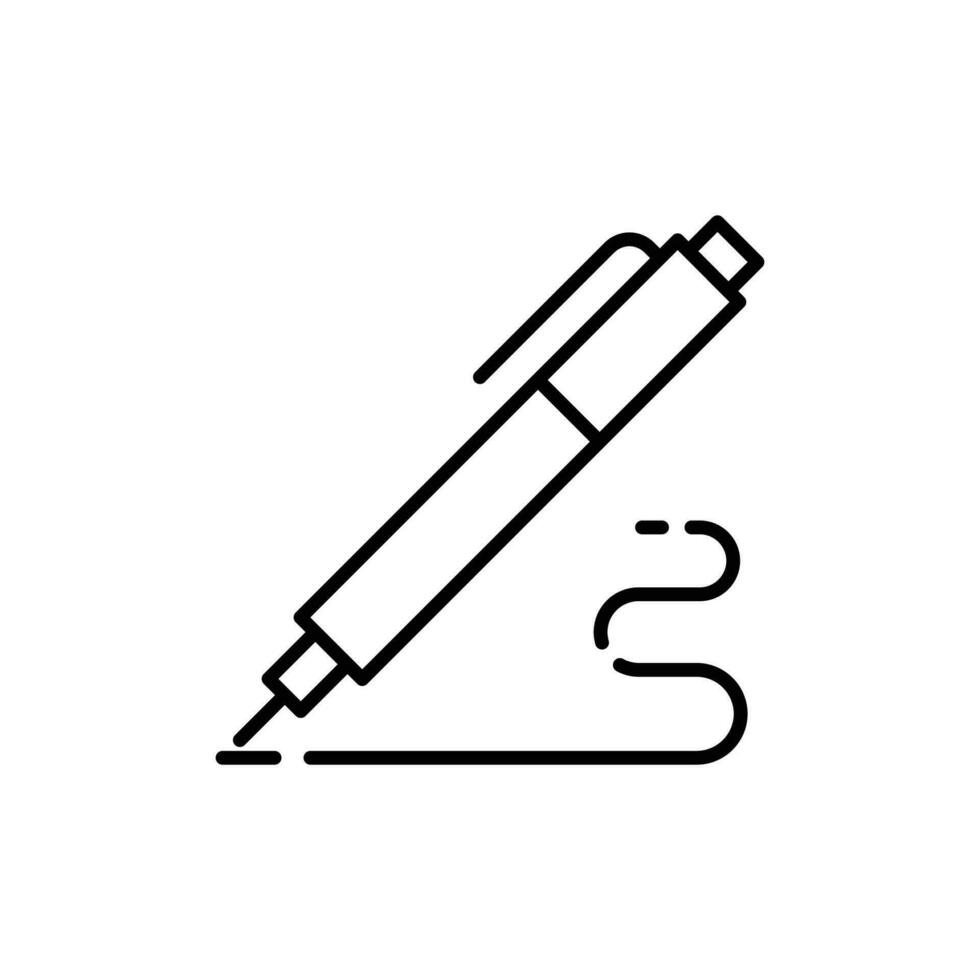 pen, schrijven icoon. gemakkelijk schets stijl. handtekening pen, papier, inkt, teken, potlood, hulpmiddel, onderwijs concept. dun lijn symbool. vector illustratie geïsoleerd.