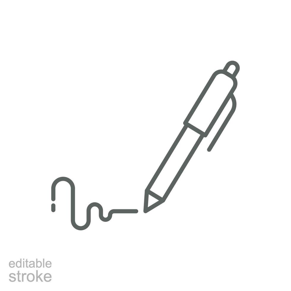 pen, schrijven icoon. gemakkelijk schets stijl. handtekening pen, papier, inkt, teken, potlood, hulpmiddel, onderwijs concept. dun lijn symbool. vector illustratie geïsoleerd. bewerkbare hartinfarct.