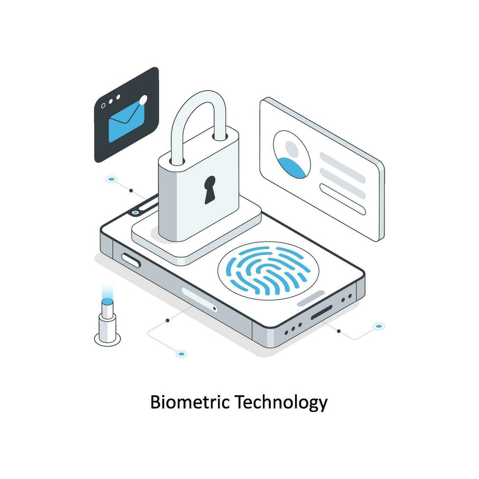 biometrisch technologie isometrische voorraad illustratie. eps het dossier vector