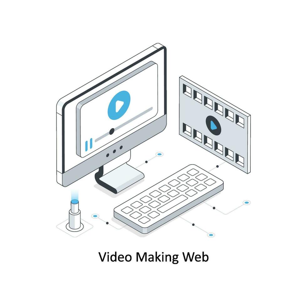 video maken web isometrische voorraad illustratie. eps het dossier vector
