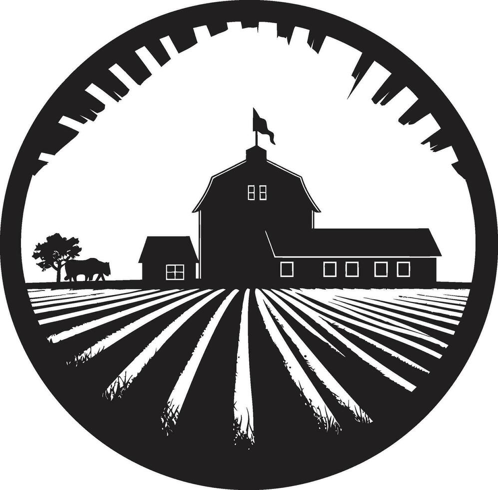 hoeve kalmte zwart embleem ontwerp platteland erfenis vector boerderij logo