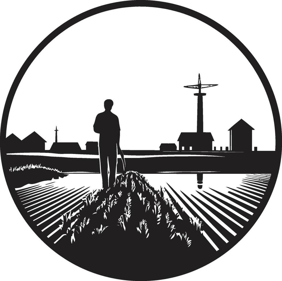 platteland essence agrarisch logo ontwerp rustiek terugtrekken zwart vector embleem