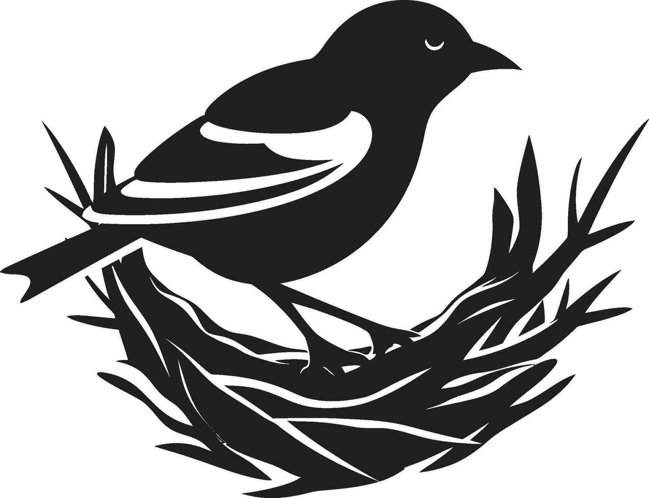 nest Schepper zwart vogel embleem vogel assembler vector nest ontwerp