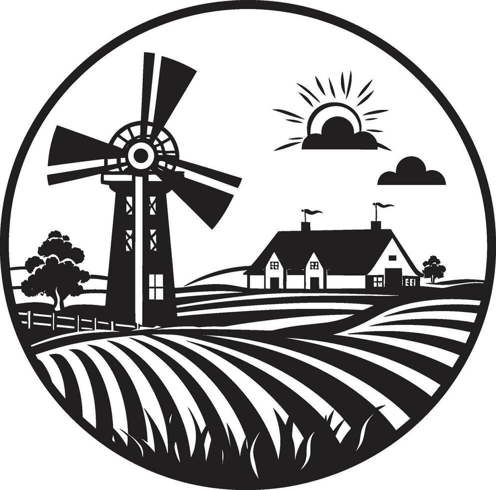 hoeve oogst zwart vector logo voor boerderijen landelijk elegantie agrarisch boerderij embleem