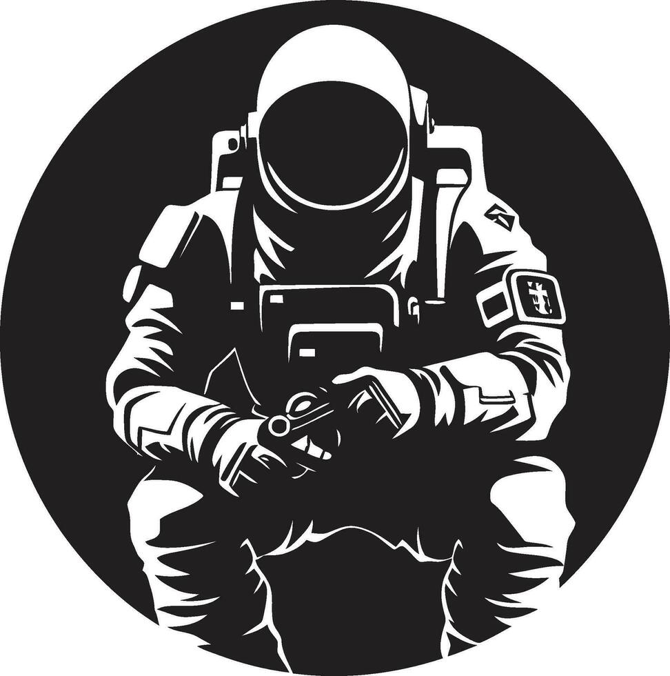 galactisch ontdekkingsreiziger astronaut embleem ontwerp ruimte ontdekkingsreiziger astronaut emblematisch vector