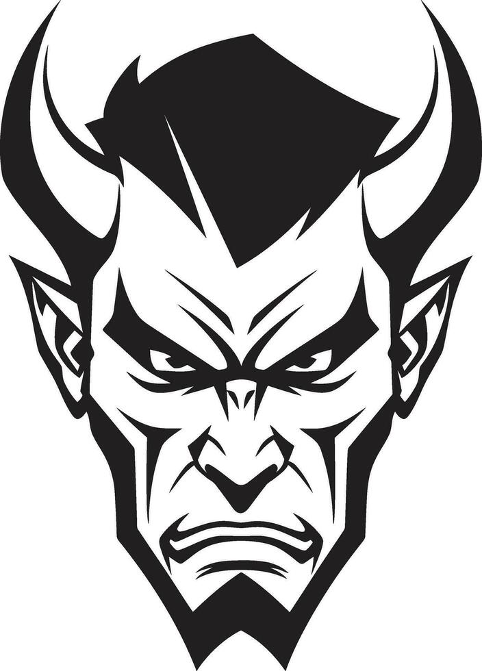 toorn ontketend agressief duivel s gezicht vector symbool donker verleiding vector logo van duivel s woest gelaat