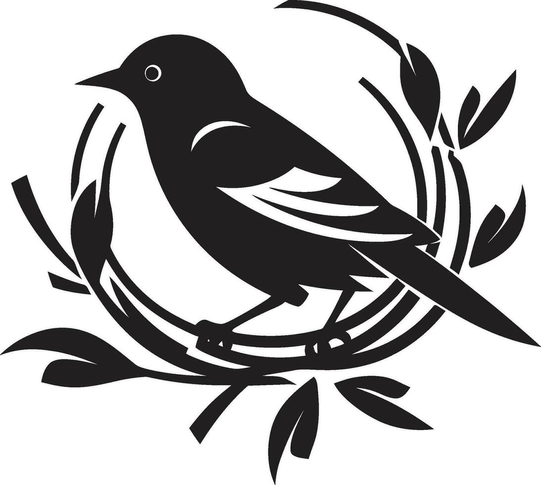 vogel s veilige haven vector nest logo volière bouwer zwart vogel icoon