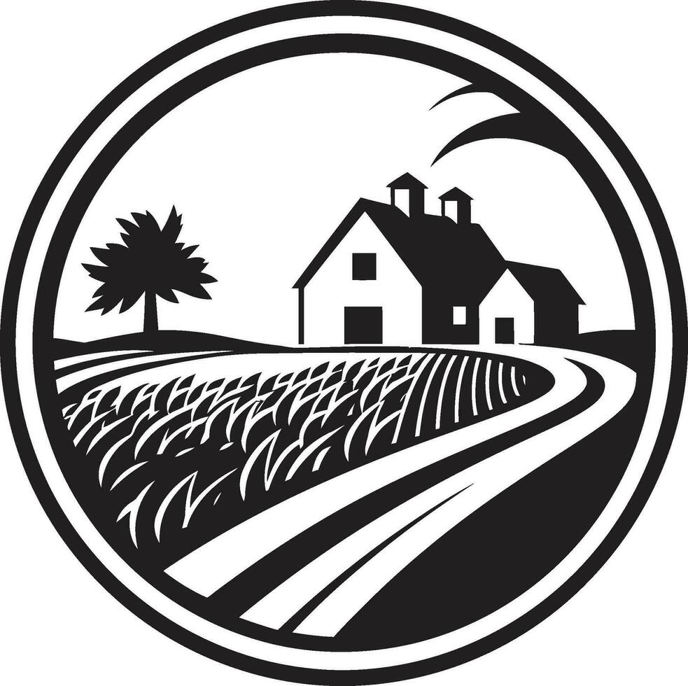 hoeve erfenis zwart vector logo voor landelijk leven platteland elegantie agrarisch boerderij icoon