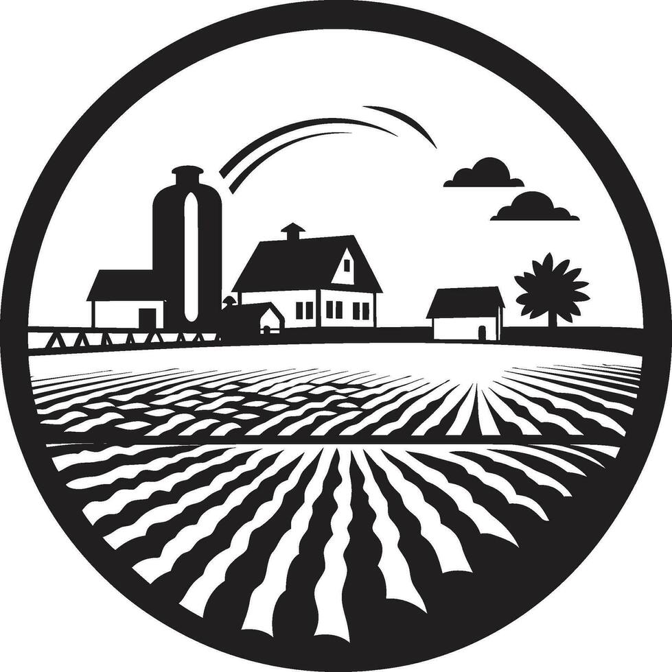 rustiek kalmte zwart vector logo voor boerderij leven natuur s oase agrarisch boerderij embleem in vector