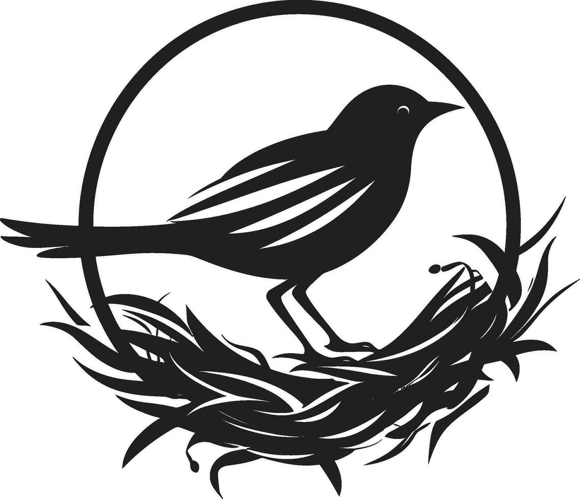 vogel s veilige haven vector nest logo volière bouwer zwart vogel icoon