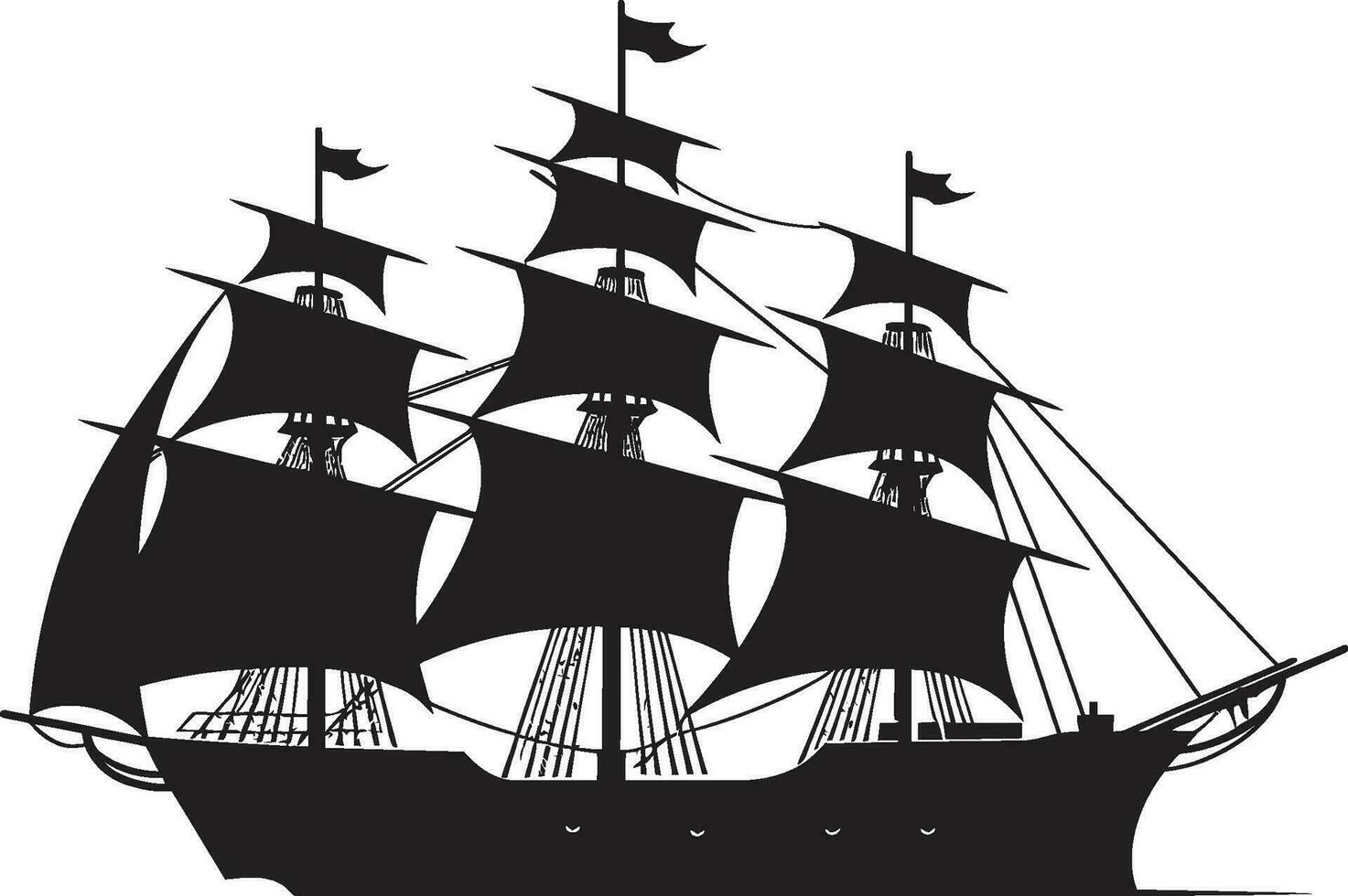 zeevaart relikwie oude schip in zwart maritiem oudheid vector schip logo