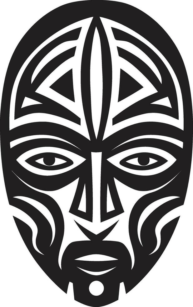 ritueel draden Afrikaanse stam masker embleem geestelijk erfgoed zwart logo van tribal masker vector