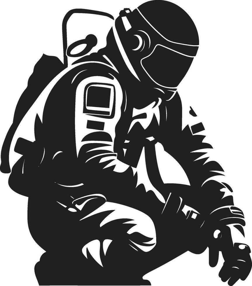 hemel- ontdekkingsreiziger astronaut emblematisch ontwerp nul zwaartekracht voorloper zwart ruimte logo vector