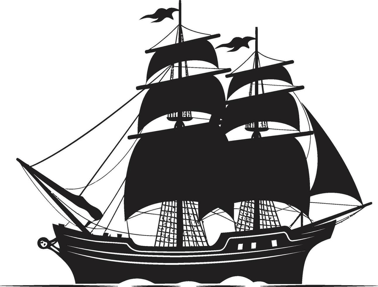 wijnoogst erfenis vector oude schip oud zeelieden zwart schip embleem ontwerp