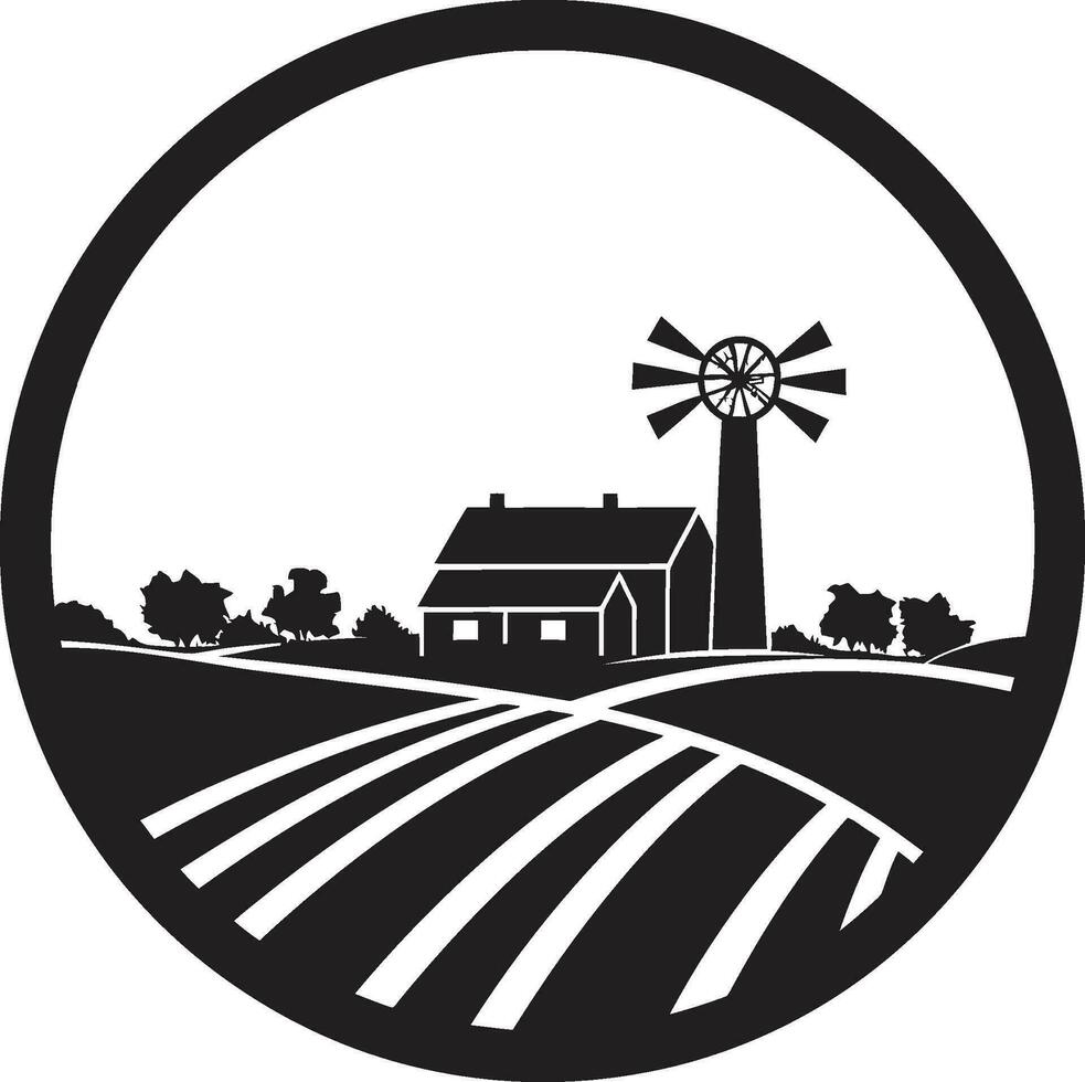 landelijk uitzicht agrarisch logo ontwerp boerderij essence zwart vector embleem