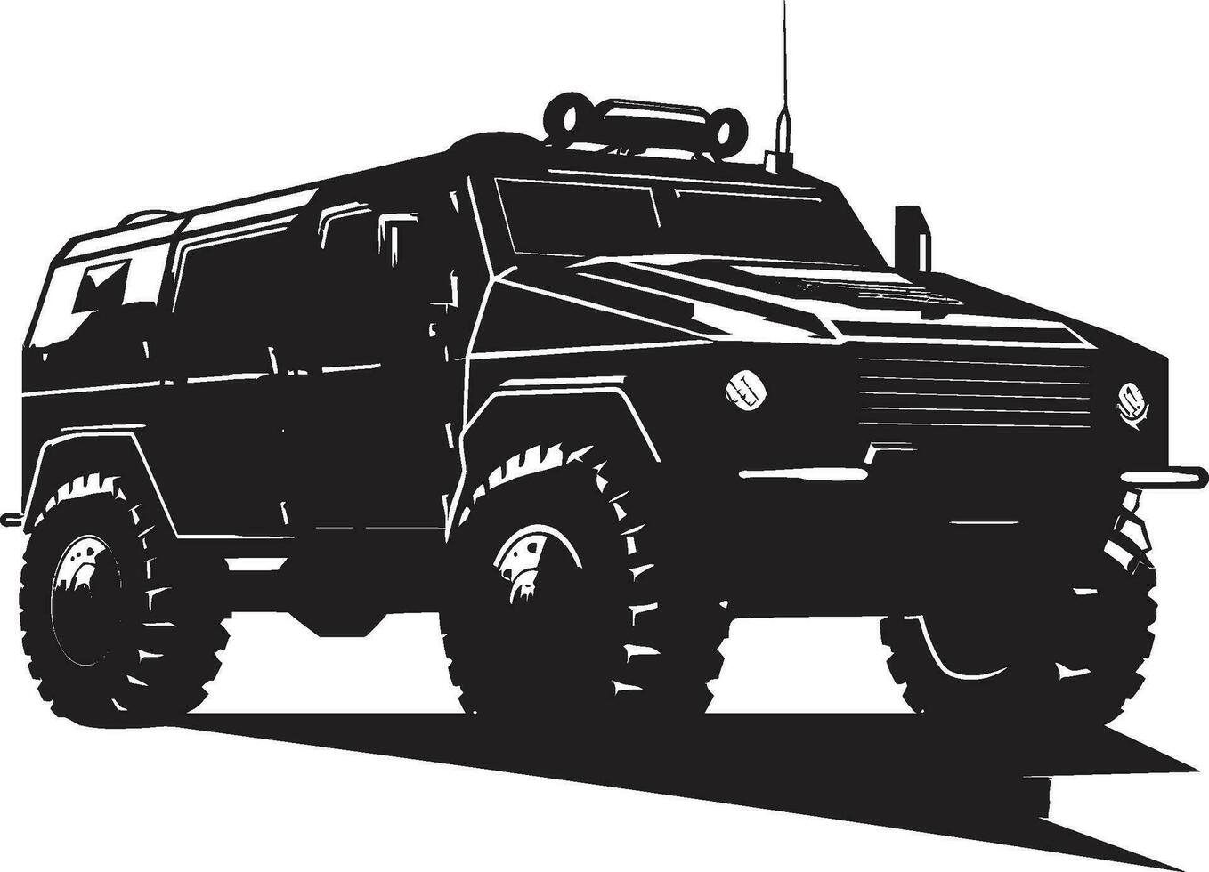 defensief verkennen leger voertuig icoon krijger s rijden zwart leger 4x4 symbool vector