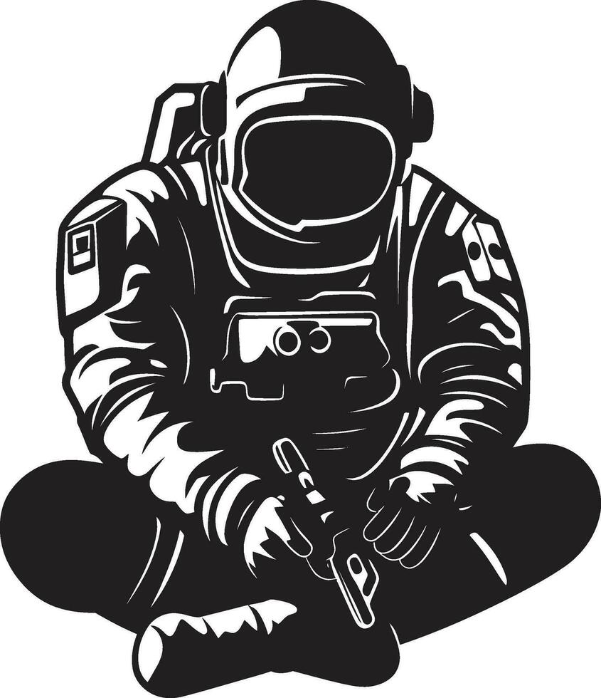ruimte odyssee vector astronaut ontwerp stellair reiziger zwart helm icoon