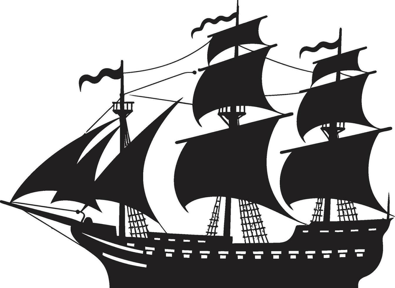 zeevaart erfenis vector schip icoon wijnoogst navigator oude schip in zwart